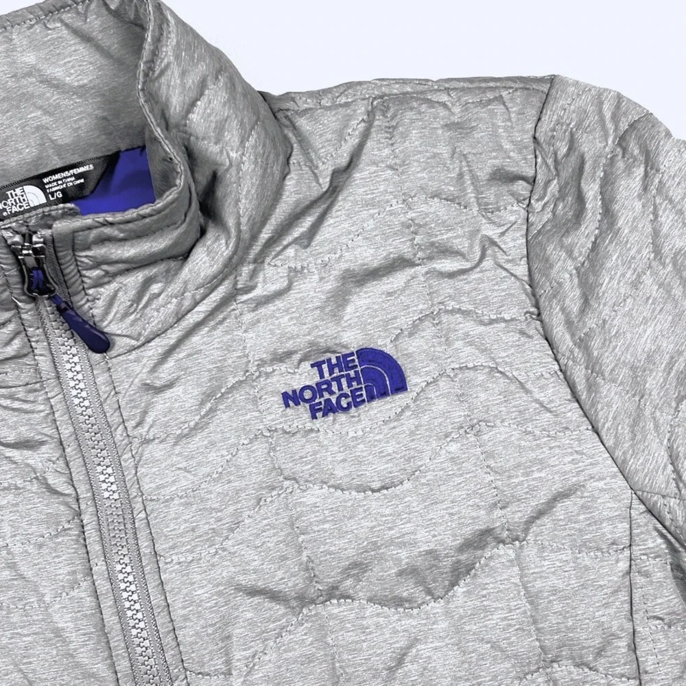 The North Face Thermoball Jacket Womens Large Gray Quilted Puffer Gorpcore